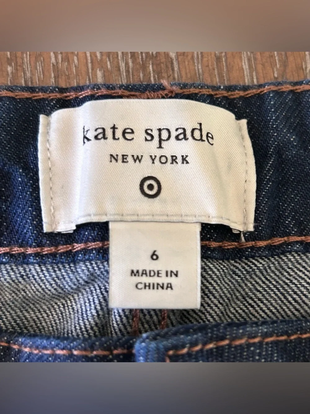 Kate Spade New York Denim Cropped Wide Leg Jeans Cuffed Dark Wash Size 6